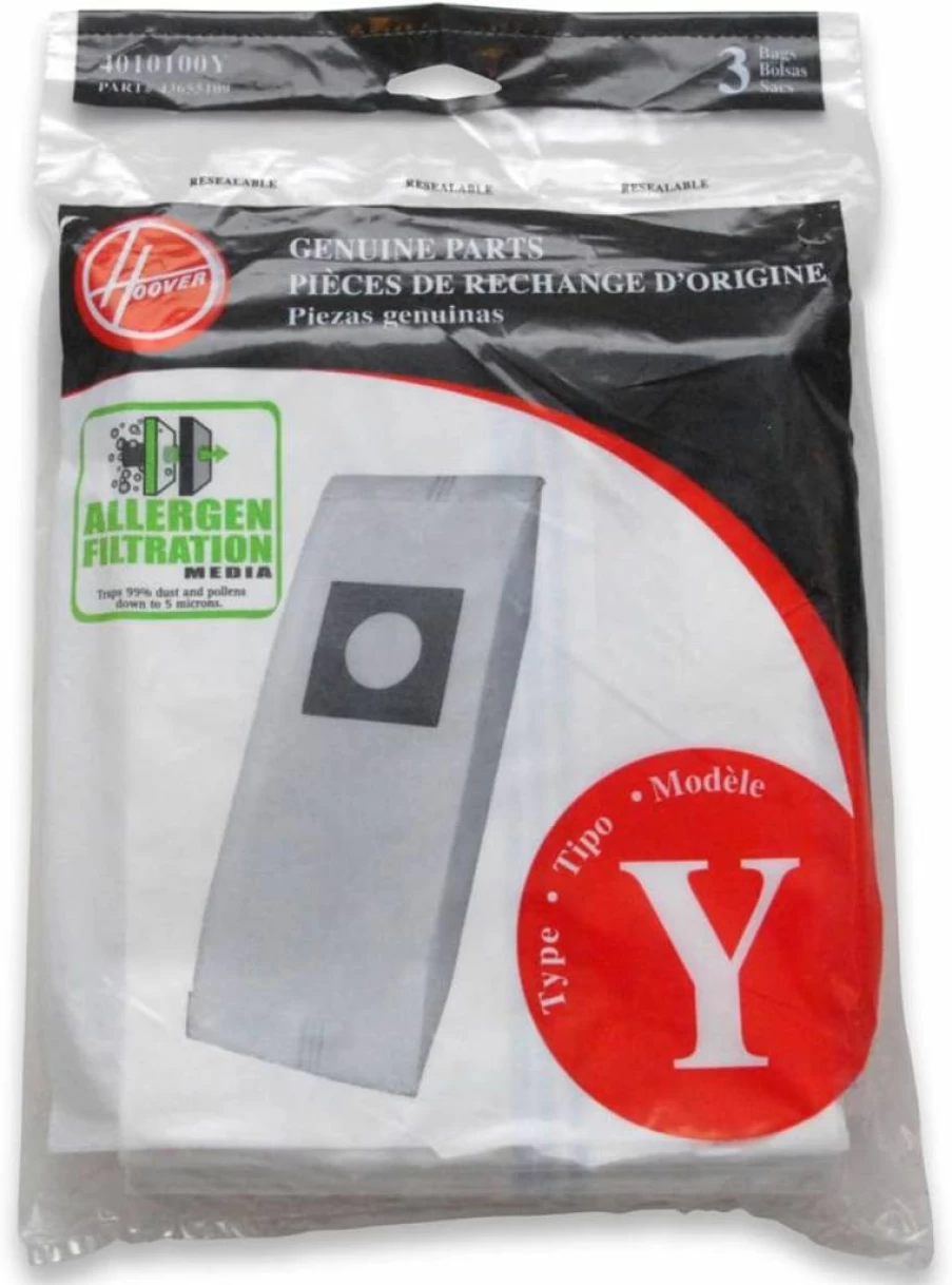 Hoover Windtunnel Vacuum Cleaner Allergen Bags, 3-Pack, Type Y, Model 4010100Y, White, Compatible with Hoover Windtunnel Series