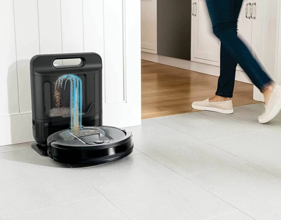 Shark Matrix Plus 2-in-1 Robot Vacuum and Mop with Sonic Mopping, Self-Empty Base, WiFi, Home Mapping, HEPA Filtration, for Pet Hair, Black/Silver (RV2610WA)